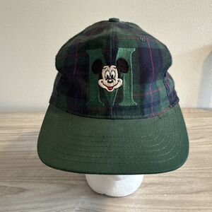 Vintage Mickey Mouse Pinstripe Snapback Hat Adjustable Cap Goofy's Made in USA